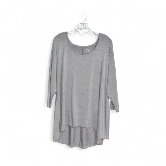 Grace Tops - Grace Pullover High Low 3/4 Sleeve Top Gray Size 3X